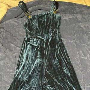 SHEIN Velvet Jumpsuit in Teal